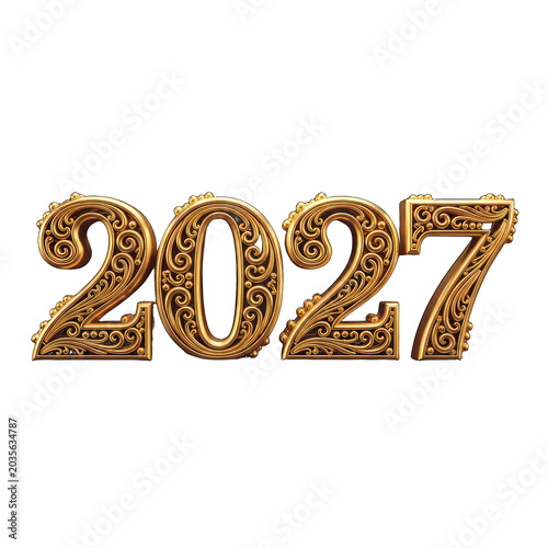 Ornate golden year 2027 text