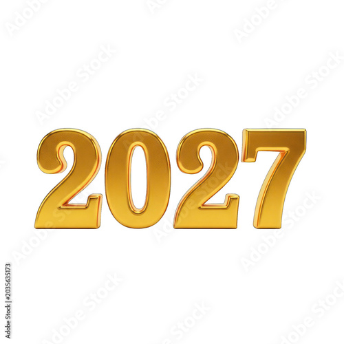 Shiny golden numbers, representing the year 2027