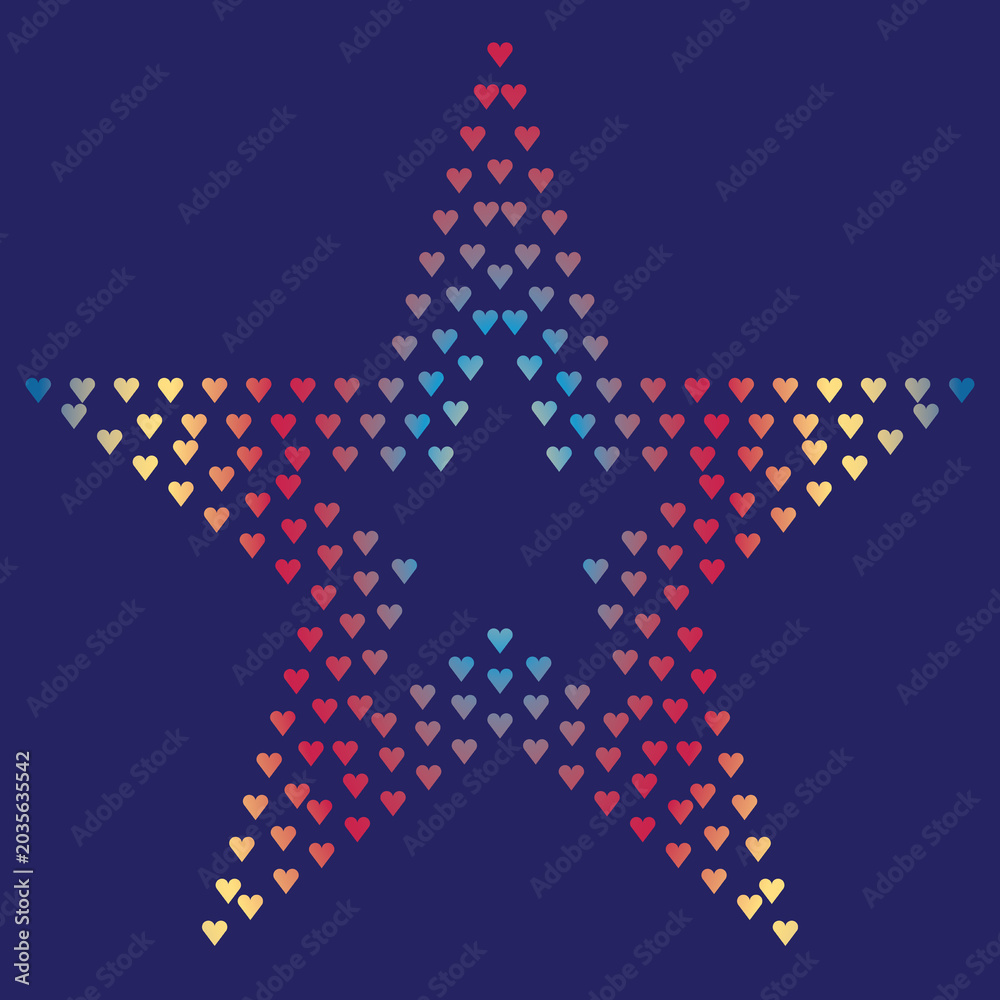 Fototapeta premium yellow red blue hearts ans stars