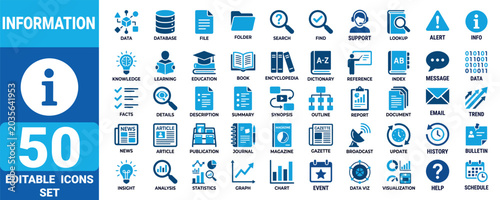 Canvastavla Solid icon set collection editable vector illustration mega pack of 50 informati