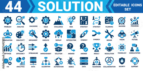 Photos Solid icon set collection for solution and editable vector illustration mega pac