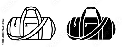 Cuadro en lienzo Duffel Bag Icons, Gym Bag Vector Graphics, Travel Luggage Set, Sports Gear Symbo