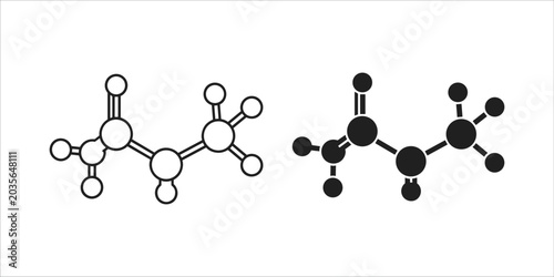 Tableau sur toile Black and white molecular structures of organic compounds