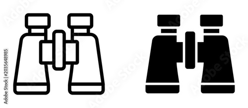 Fotografija Binoculars Icon Set, Optical Zoom Tool, Magnifying Device, Surveillance Equipmen