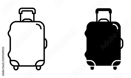 Foto Minimalist Travel Suitcase Icons, Black and White Luggage Vector Graphics, Rolli