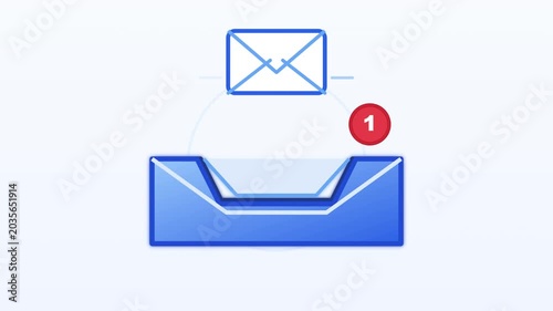 Notification icon shows a blue envelope with a red alert on top