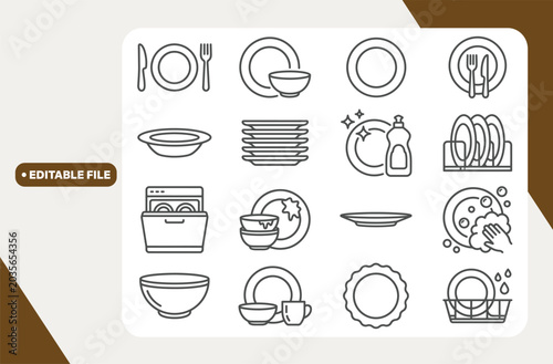 Fotografía Dishes icons set