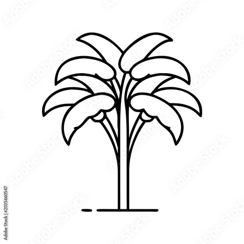 Tropical palm leaves line icon on white background