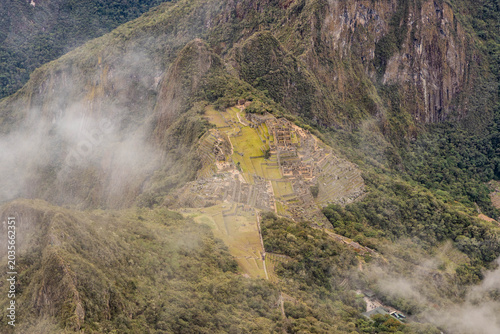 Schilderij op canvas Aerial view of Machu Picchu ruins, Peru