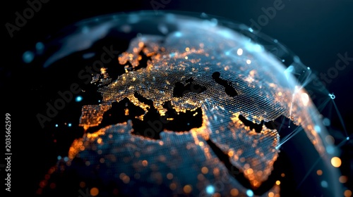 A stunning view of Europe at night with shimmering lights. The delicate glow captures the essence of urban life. This image showcases the beauty of our planet from a unique perspective. AI