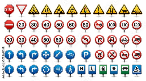 Modern Colored Traffic Sign Icons Collection