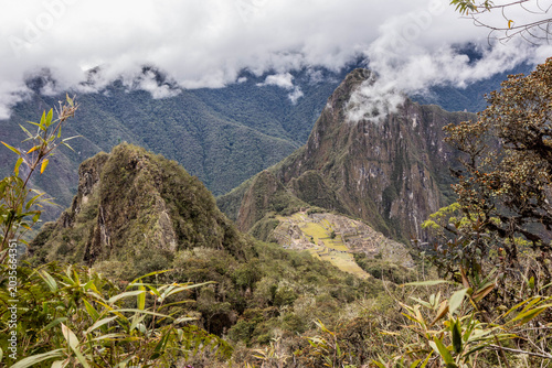 Bild auf Leinwand Aerial view of Machu Picchu ruins, Peru