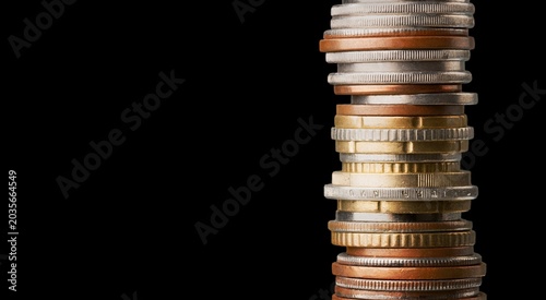 Photos Big stacks of metal Coins money