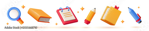 Fotografie Border of 3d school supplies