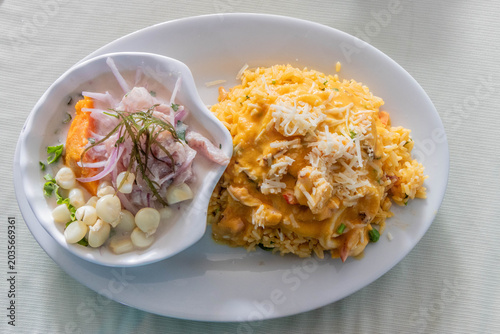 Photos Dish in Peru - duo marino - ceviche and arroz con mariscos (rice with seafood)