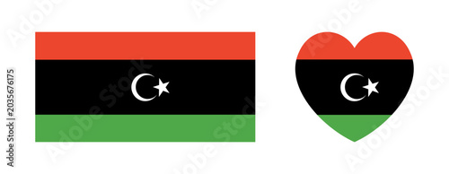 Tableau sur toile National rectangular, heart flag of Libya icon, sticker set
