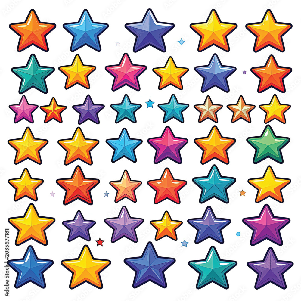 Fototapeta premium Colorful stars in various sizes.