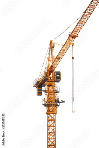 Canvastavla Isolated heavy duty orange tower crane for construction site and industrial buil