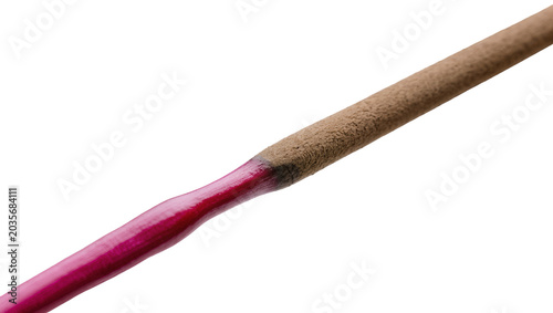 Foto Isolated aromatic brown and magenta unlit incense stick for relaxation and medit