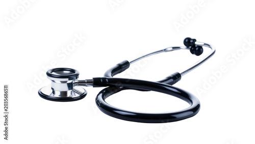 Schilderij op canvas Isolated medical stethoscope, professional doctor's equipment for health care an