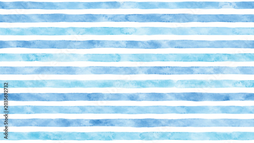 Cuadro en lienzo Beautiful seamless pattern with blue watercolor stripes