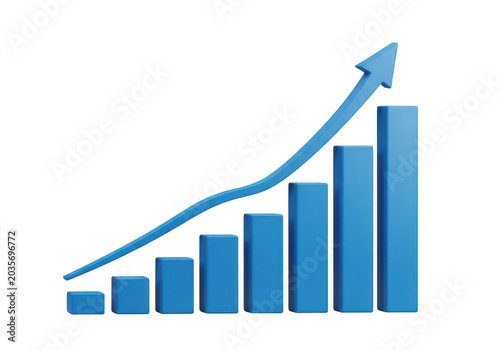 Growing upward business growth chart icon isolated on transparent background