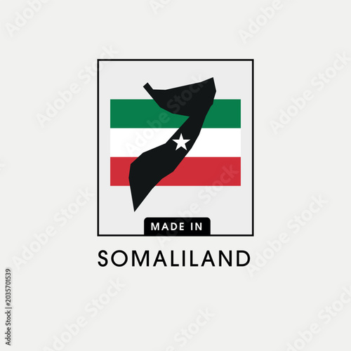 Made in Somaliland with a map label design for product packaging and an authentic product label.