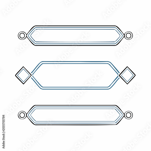Set of three decorative horizontal banners with geometric elements