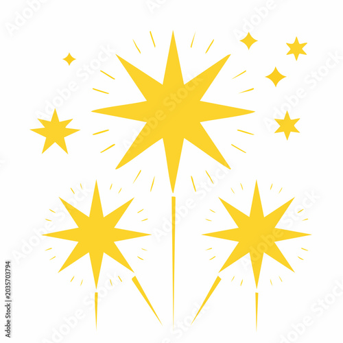 Sparkling Yellow Stars and Sparklers