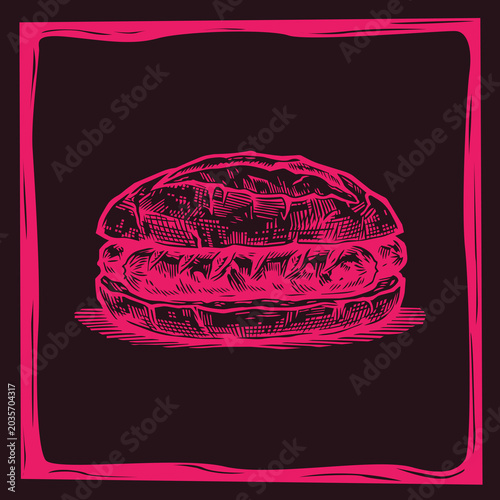 Photos xilogravura style pao com linguica illustration, traditional brazilian sausage r