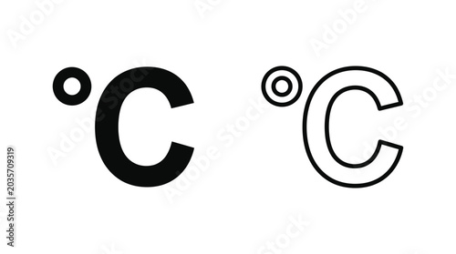 Tableau sur toile Degree celsius symbol variations black and white line illustration