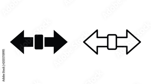Tableau sur toile Bidirectional arrow icon with rectangular slider control black and white
