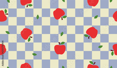 Cute apple fruits pattern background vector design