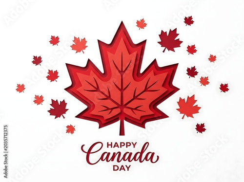Happy canada day celebration with maple leaf design