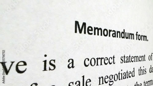 Close up of memorandum form camera slide