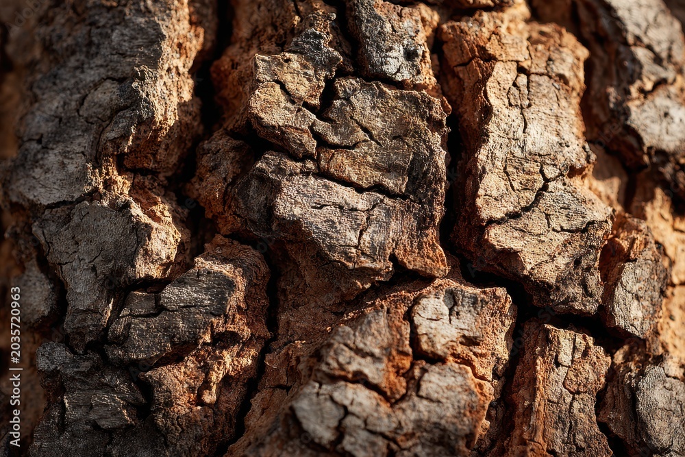 Fototapeta premium Natural cork bark close-up showing detailed grain and contrast with empty area for typography