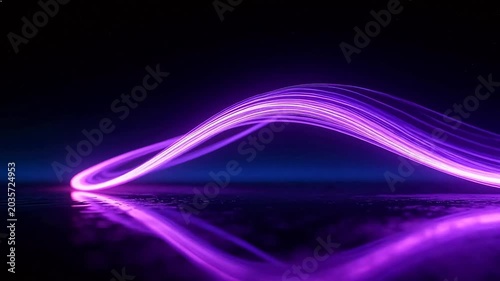 Neon light curves on reflective surface