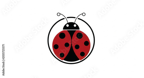 Foto Cute Ladybug Insect Illustration Inside Circle.