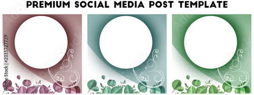 Elegant Easter Greeting Card Template with Floral Frame and Decorative Circle Border Design