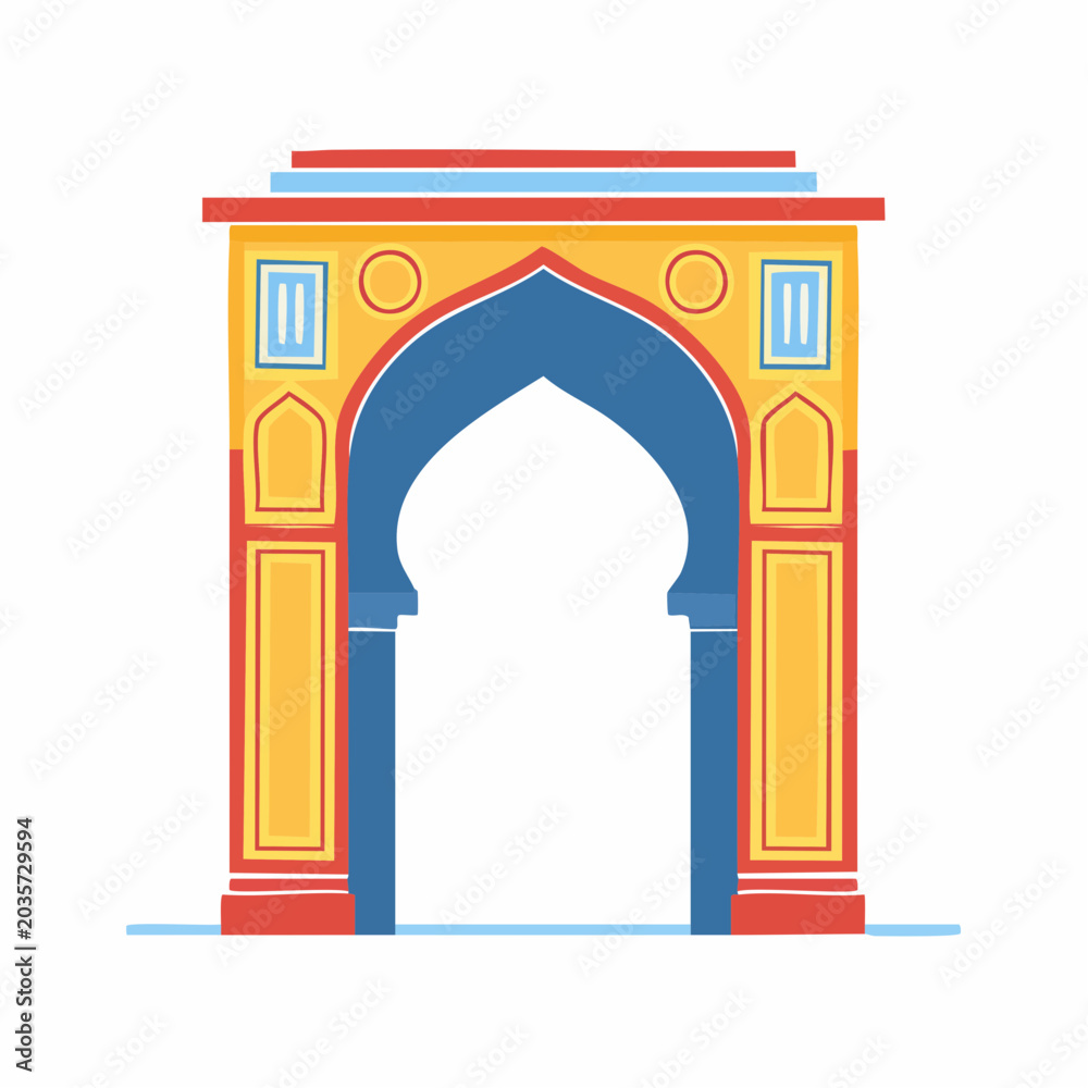 Fototapeta premium Colorful Islamic Archway Illustration
