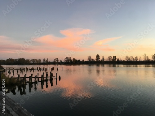 sunset over the river
