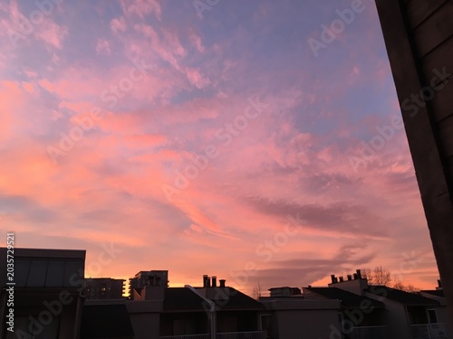 sunset over the city