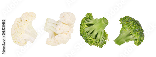 Fotografía Piece of cauliflower and broccoli isolated on transparent background