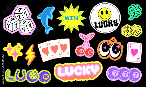 Obraz na płótnie Cool Trendy Y2k Stickers Pack Vector Design