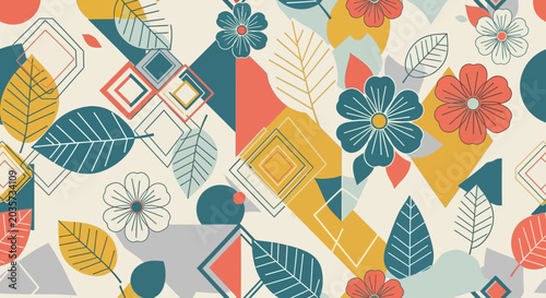 Retro Floral Geometric Pattern Seamless Surface Design