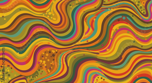 Vibrant Retro Swirls Abstract Background - Psychedelic Wave Pattern