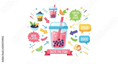 Bubble Tea Fun: New Flavors, BOGO Offer, Taste the Fun!