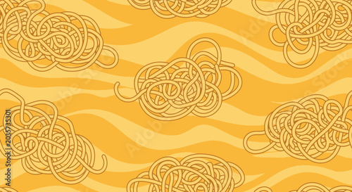 Spaghetti Seamless Pattern Background, Food Design