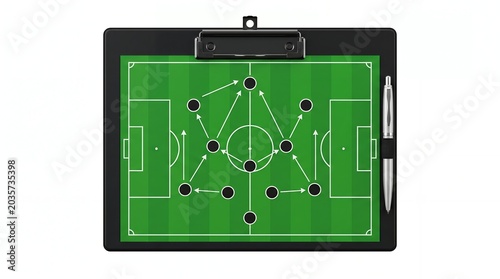 Football strategy illustration with team formation on clipboard strategy board white background playbook illustration soccer strategy football tactics