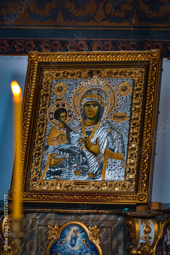 Interior details of the Orthodox church in Sabac, Serbia